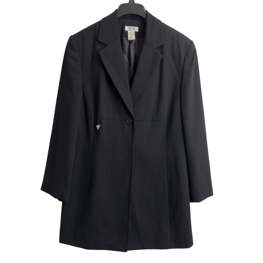 Reflections Images of You Womens 12 Black Longline Blazer Jacket Charm Detail